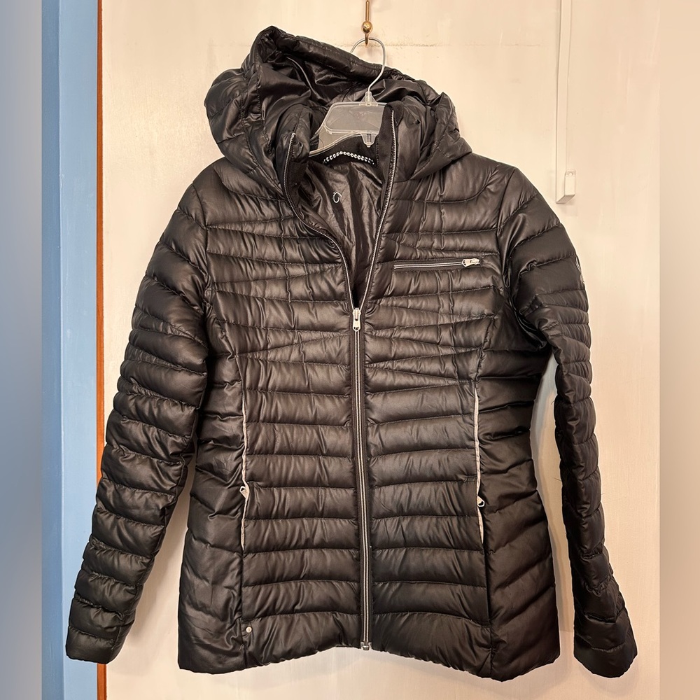 Women’s or Junior’s Spyder, Black Lightweight Hooded Puffer Coat, Size Medium